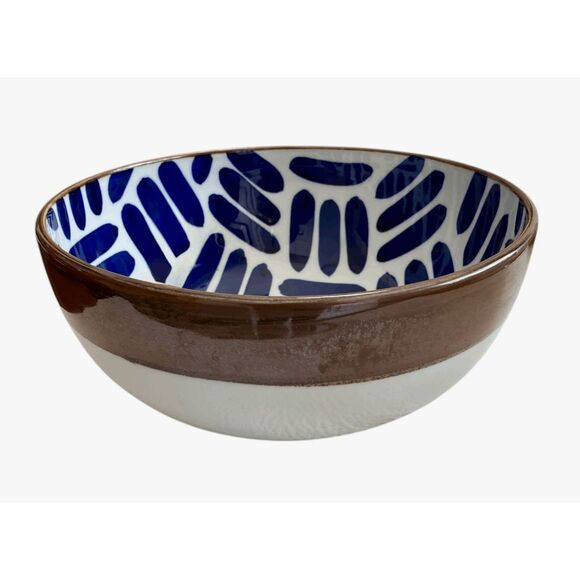 Vintage Large Dansk MCM Scandinavian Style Herringbone Cobalt Blue Serving Bowl - Picture 1 of 5